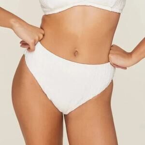 Andie‎ Swim 90s High Waisted Bikini Bottom Off White Eyelet Size Large